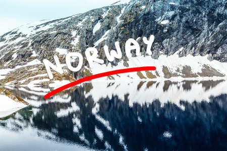 Tourism holidays and travel. Djupvatnet lake in Stranda More og Romsdal, Norway Scandinavia.の写真素材