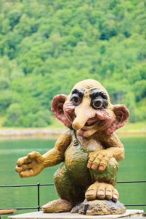GEIRANGER, NORWAY - JUNY 22, 2016: Troll monument in Geiranger seaport on Juny 22, 2016, Norway....