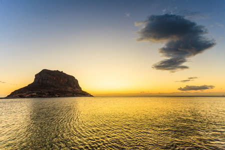 Greek island Monemvasia at early morning, Greece, east coast of the Peloponnese, Lakonia. Travel destinations.の写真素材