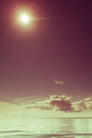 Beautiful seascape evening Baltic sea sunset horizon and cloudy sky. Tranquil landscape scene.の写真素材