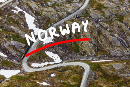The Nibbevegen road up to Dalsnibba mountain, Norwayの写真素材