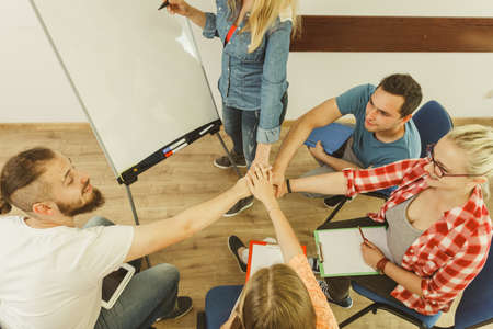 Team collaboration meeting start up concept. Male and female diversity young people studying working...
