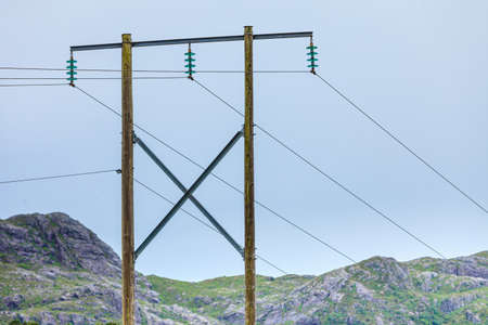 Voltage poles, electricity pylon, transmission power tower.の写真素材