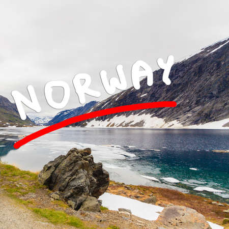 Tourism holidays and travel. Djupvatnet lake in Stranda More og Romsdal, Norway Scandinavia.の写真素材