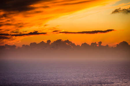 Scenic sunset or sunrise over sea surface. Natural scenery, beautiful landscape