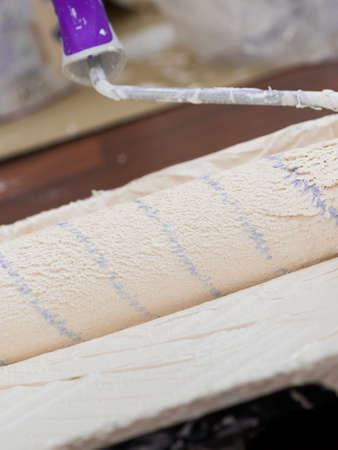 Home renovation, walls color change, diy concept. White paint with essentials equipment.の写真素材