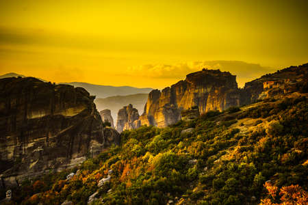 Mountains and cliffs rocky formations in Thessaly Greece.の写真素材