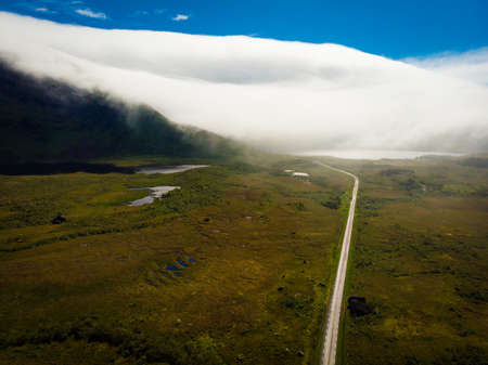 Gimsoya island landscape in Vagan municipality Nordland county, Lofoten archipelago Norway. Tourist...