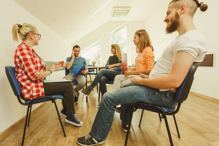 Team collaboration meeting start up concept. Male and female diversity young people studying working...