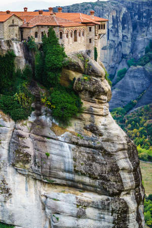 Monastery on cliff in Meteora, Thessaly Greece. Greek destinations