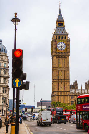 LONDON, ENGLAND UK - SEPTEMBER 20, 2014: Clock tower Big Ben Palace of Westminster on September 20,...
