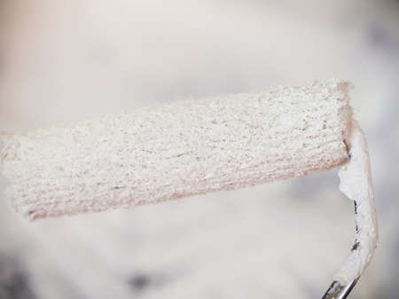 Home renovation, walls color change, diy concept. White paint with essentials equipment.の写真素材