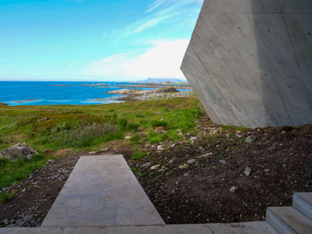 Bukkekjerka rest stop location, viewing point. Andoya island Vesteralen archipelago, Norway.の写真素材