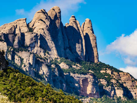 Mountain of Montserrat, rocky landscape, Catalonia Spain.の写真素材