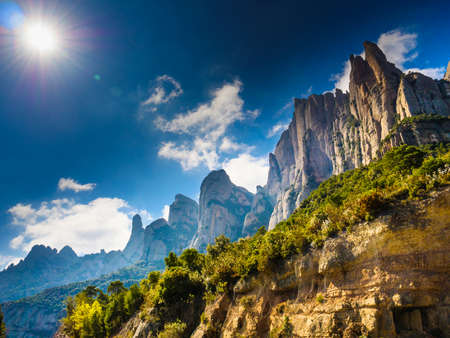 Mountain of Montserrat, rocky landscape, Catalonia Spain.の写真素材