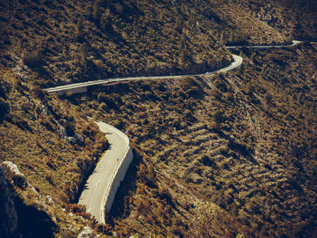 Spanish mountains landscape with winding road. Costa Blanca holidayの写真素材