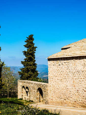 CATALONIA, SPAIN - MARCH 30, 2019: Santa Cecília de Montserrat, Benedictine monastery in Marganell, Catalonia, Spain.のeditorial素材