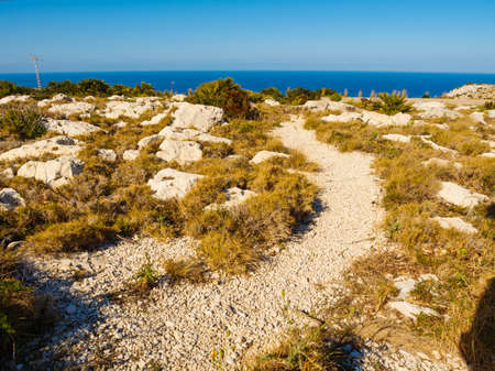 Mediterranean seascape on Costa Blanca. Cape San Antonio on the north coast of Alicante province in southeastern Spain.の写真素材