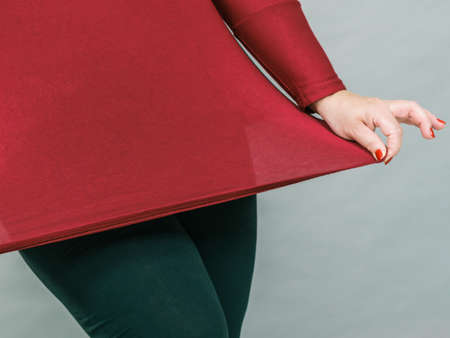 Curvy big woman body in plus size cotton elastic top tunic.