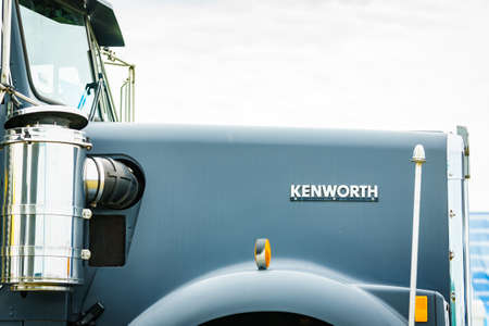 Bednary near Poznan, Poland - September 20, 2019: Logo of brand Kenworth on truck machine. Kenworth...