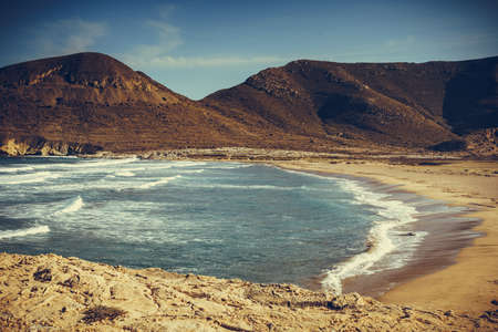 Beach El Playazo, Cabo de Gata Nijar natural park, province Almería, Andalusia Spain. Tourist site.の写真素材