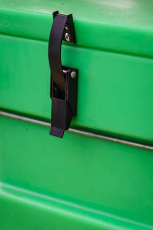 Lock in green industrial big box container, detail viewの写真素材