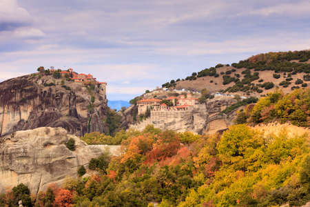 Monastery on cliff in Meteora, Thessaly Greece. Greek destinations