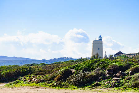 Carbonera Lighthouse located on Punta Mala, La Alcaidesa, Spain. Lantern overlooks the Strait of Gibraltar.の写真素材