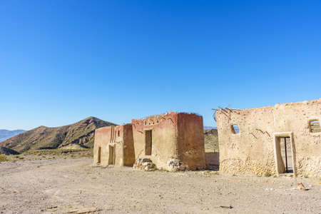 El Chorrillo, Almeria, Spain - January 12, 2020: El Chorrillo, movie location of "Games of Thrones" and "Exodus" in Sierra Alhamilla, Spain. Tourist attraction.のeditorial素材