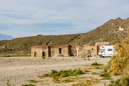 El Chorrillo, Almeria, Spain - January 12, 2020: El Chorrillo in Sierra Alhamilla, Spain. Tourist attraction.のeditorial素材