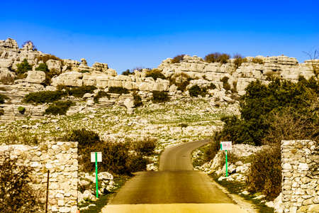 Rock limestone formations in nature reserve in the Sierra del Torcal mountain range near Antequera city, province Mの写真素材
