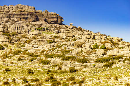 Rock limestone formations in nature reserve in the Sierra del Torcal mountain range near Antequera...