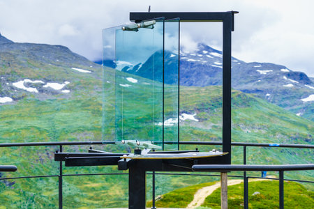 Nedre Oscarshaug viewpoint National tourist scenic route 55 Sognefjellet, Norwayの写真素材