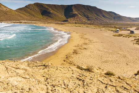 Beach El Playazo, Cabo de Gata Nijar natural park, province Almerの写真素材
