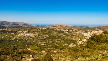 Spanish mountains landscape. Coll de Rates cycling route in Spain, stunning views on the way up. Costa Blanca holidayの写真素材