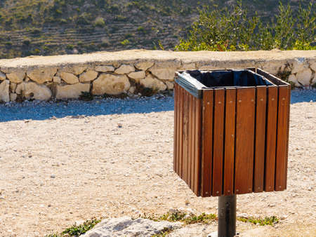 Garbage bin trash outdoor on nature. Environment preservationの写真素材