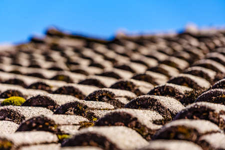 Brown tiles roof. House detailの写真素材