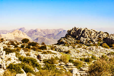 Rock limestone formations in nature reserve in the Sierra del Torcal mountain range near Antequera...