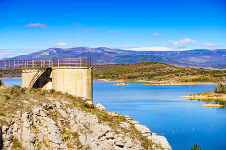 Viewpoint at lake Embalse de Aguilar de Campoo in Palencia, Castile and Leon, Spain.