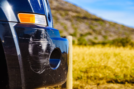 Rear bumper backside of car get damaged after auto crash accident.の写真素材