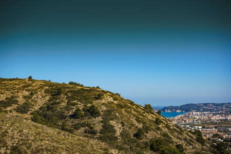 Mediterranean seascape on Costa Blanca. Cape San Antonio on the north coast of Alicante province in...
