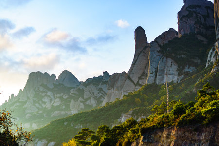 Montserrat mountain range near Barcelona in Catalonia Spain. rock landscape. tourist attraction. Place to visit.の写真素材