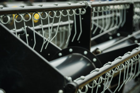 agricultural equipment. Combine harvester, agricultural machinery, detail view.の写真素材