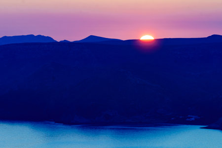 Coast view at sunset. Mesa Roldan headland in Almeria Spainの写真素材