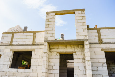 House under construction on a building site.の写真素材