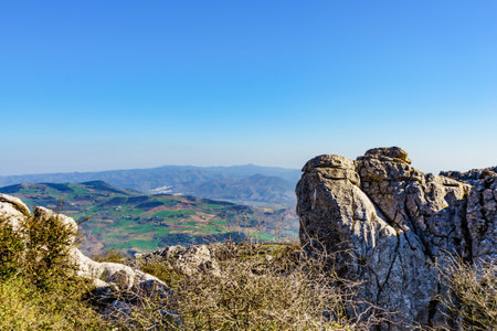 Sierra del Torcal mountain range near Antequera city, province Malaga, Andalusia, Spain. Tourist attraction.の写真素材
