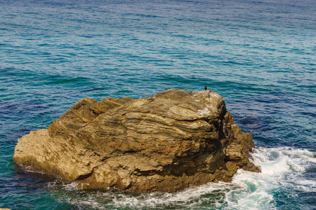 Cantabric coast landscape in northern Spain. Cliff formations on Cathedral Beach, Galicia Spain. Playa de las Catedrales, As Catedrais in Ribadeo, province of Lugo. Tourist attraction.の写真素材