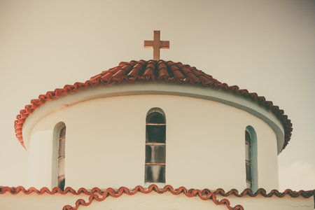 Church of Agios Petros, Gythion, Greece. Attractions of the picturesque town of Gythio, Mani.の写真素材