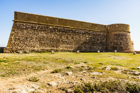 Coastal fortification, castle near the town of Los Banos de Guardias Viejas, Almerの写真素材