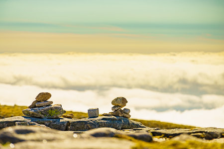 Clouds above Torre mountain peak, Serra da Estrela, the highest place in Continental Portugal.